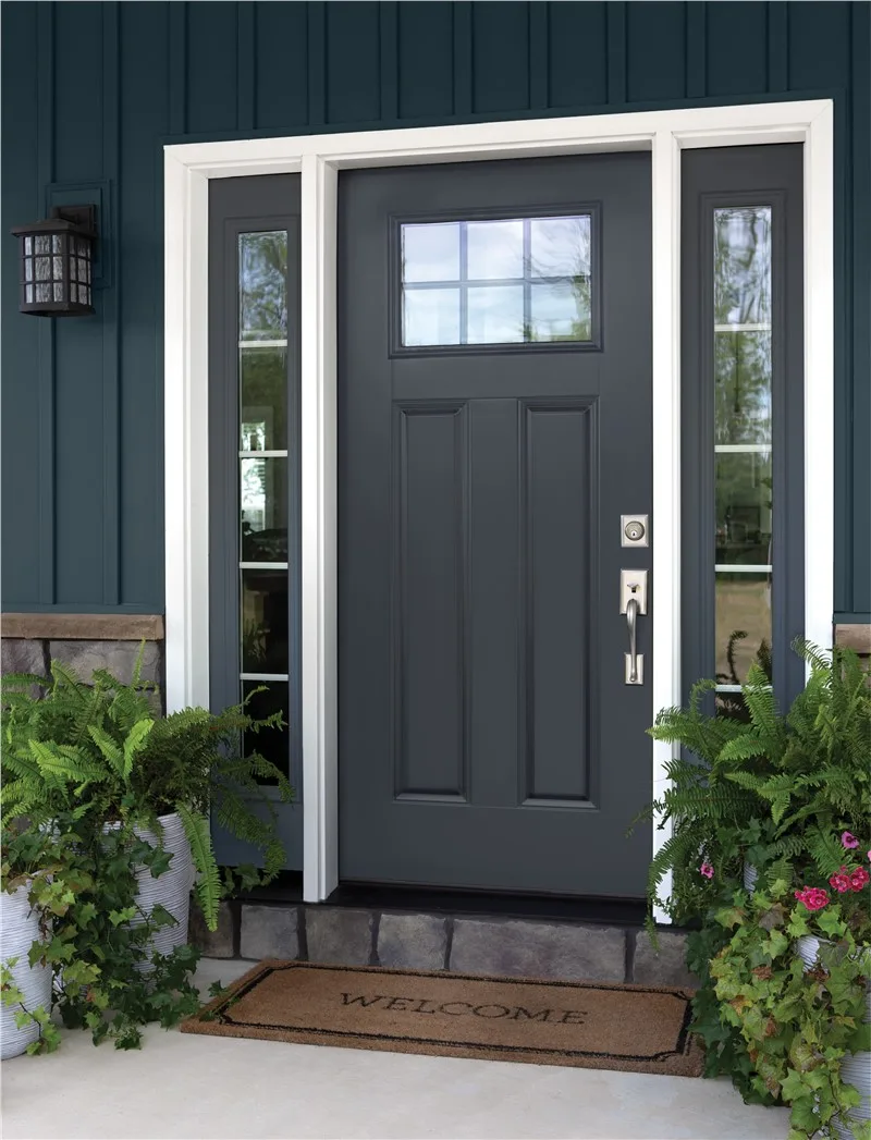 Pella entry door installation on Omaha home by Royalty Roofing and Siding